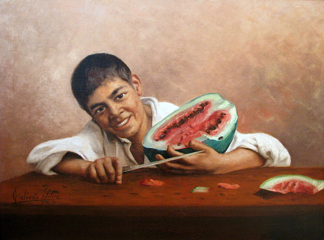 Boy with a watermelon